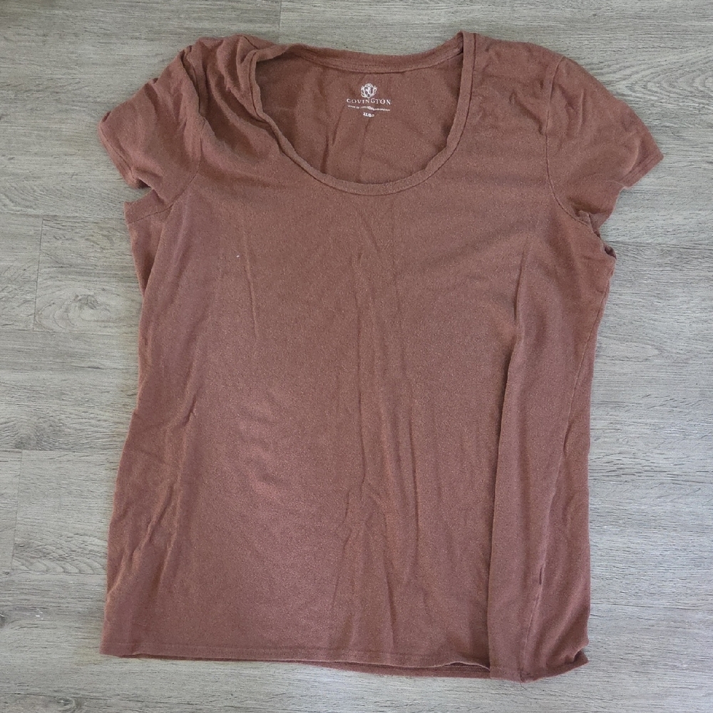 Covington Brown Fitted Scoop Neck T-Shirt
